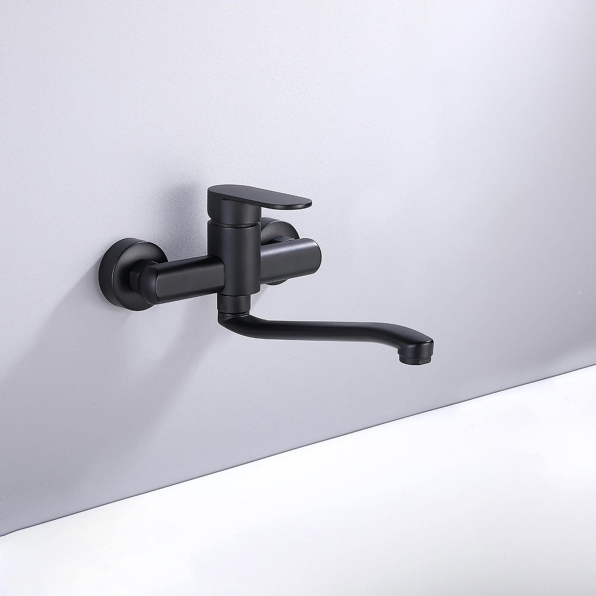 HomeLava Küchenarmatur Wandmontage Einhebelmischer Wasserhahn Küche Wandarmatur Armatur Retro Schwarz