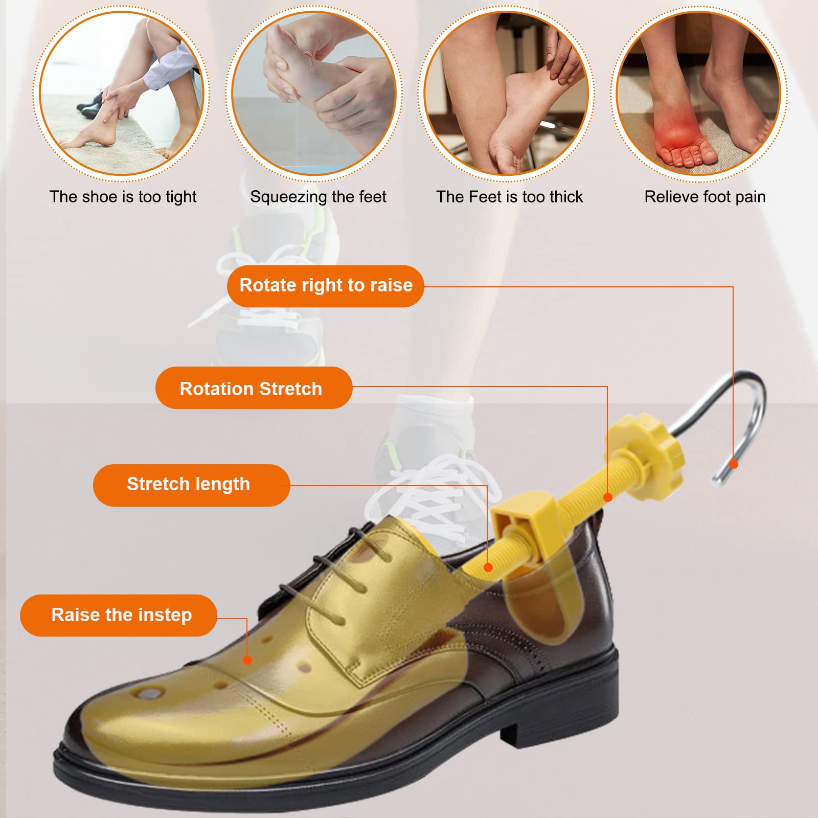Espansori Scarpe, 1 Paio Scarpe Allarga per Collo del Piede Alto, Altezza e lunghezza Regolabile Alberi Scarpa Professionali per Uomo e Donna