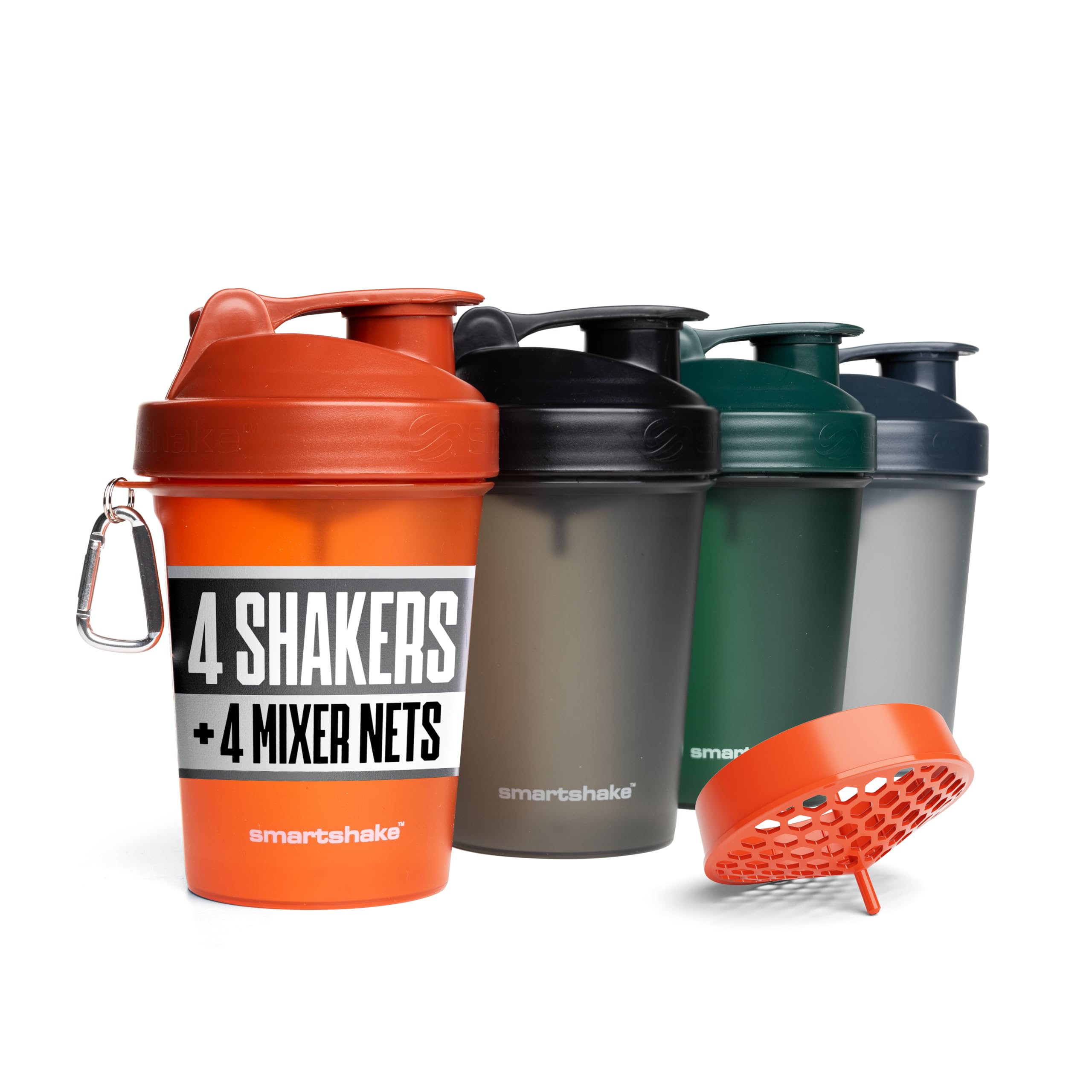 Smartshake Lite 4-Pack Protein Shaker Bottle - Leakproof Screw-on Lid - BPA Free – Unisex (Nature, 600ml/20oz)