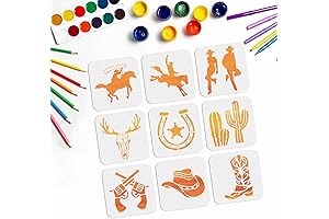 9PCS Cowboy Stencil 6x6inch Western Cowboy Cowgirl Stencil