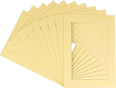 8.5x11 Mat for 5x7 Photo - Precut Soft Yellow Picture Matboard for Frames Measuring 8.5 x 11 Inches - Bevel Cut Matte to Display Art Measuring 5 x 7 Inches - Acid Free Pack of Ten MATS