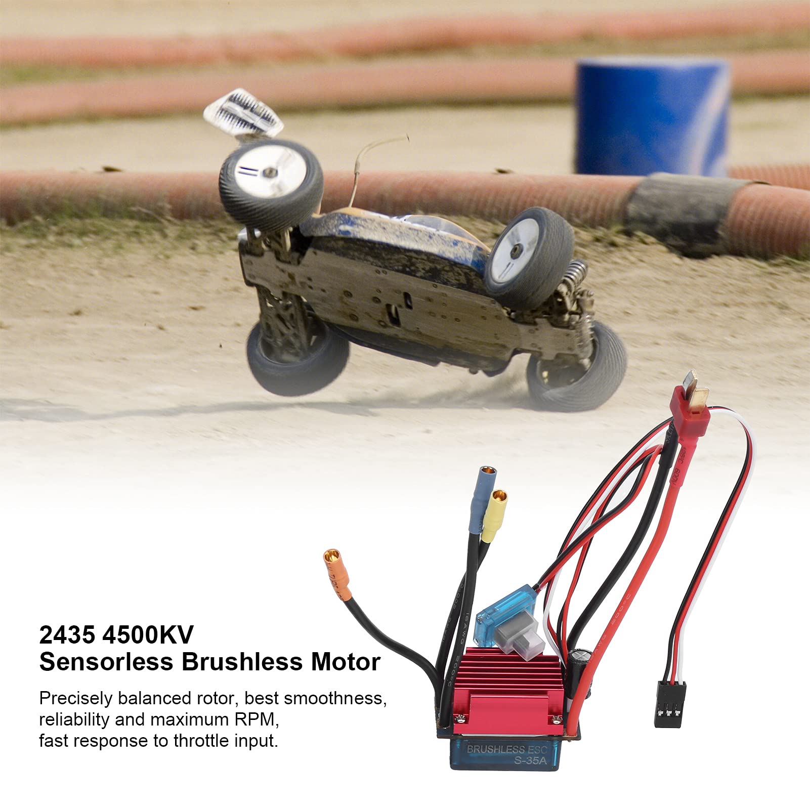 Juego de Motor RC y ESC, proteccin contra prdida de seal del Acelerador Motor RC 4500KV con Funcionamiento Suave de 35A ESC para Coche Modelo 1/16 1/18