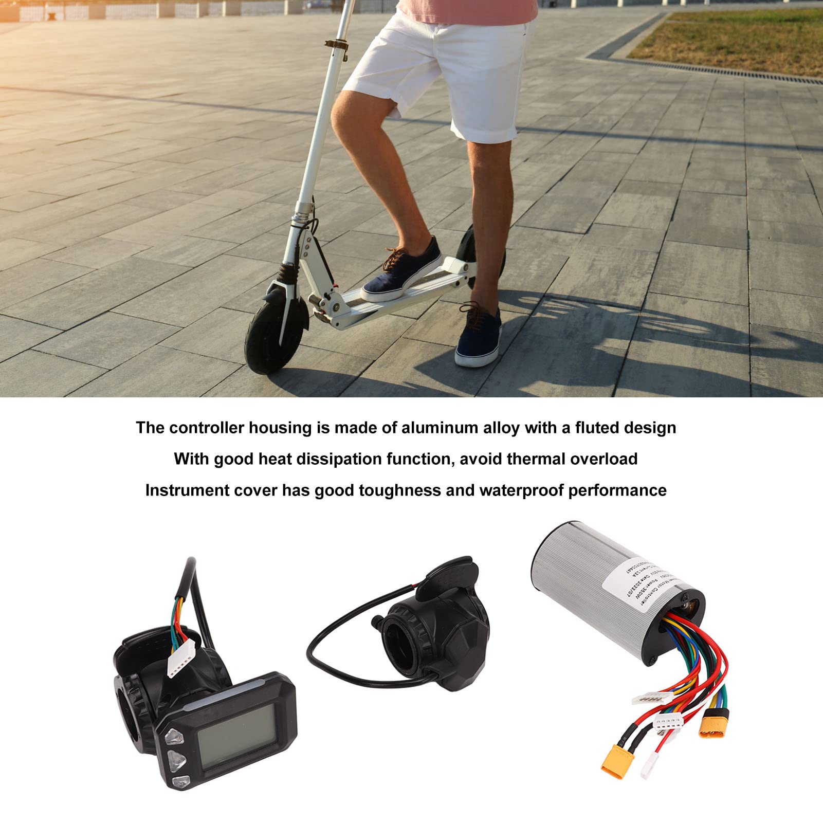 Scooter-Controller-Motor, Bürstenloser Controller, 5-6 Zoll, 350 W, 12 A, Echtzeit-Anzeigefeld, Scooter-Controller-Kit 36 ​​V Für Gleichstrommotoren, Roller