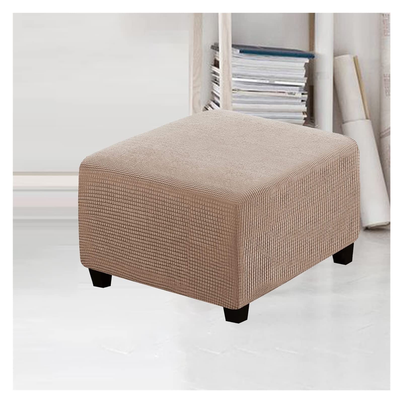 Housse Extensible Pour Pouf Carré - Protection Jacquard élégante 55x55cm