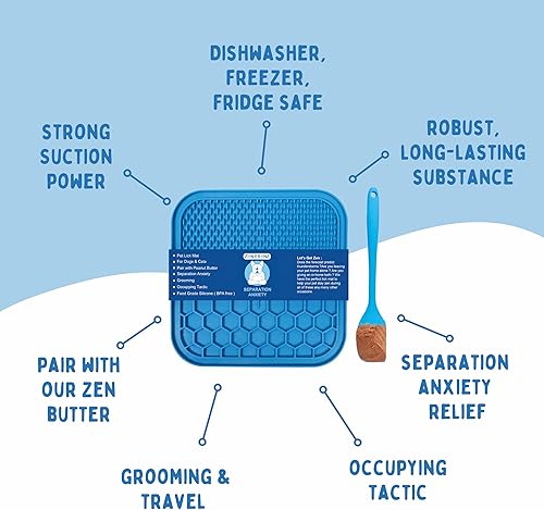 Miniatura 7 de Alfombrilla prémium para lamer perros y gatos con ventosas y espátula esparcidora para separar mascotas, alivio de la ansiedad, alimentador lento,