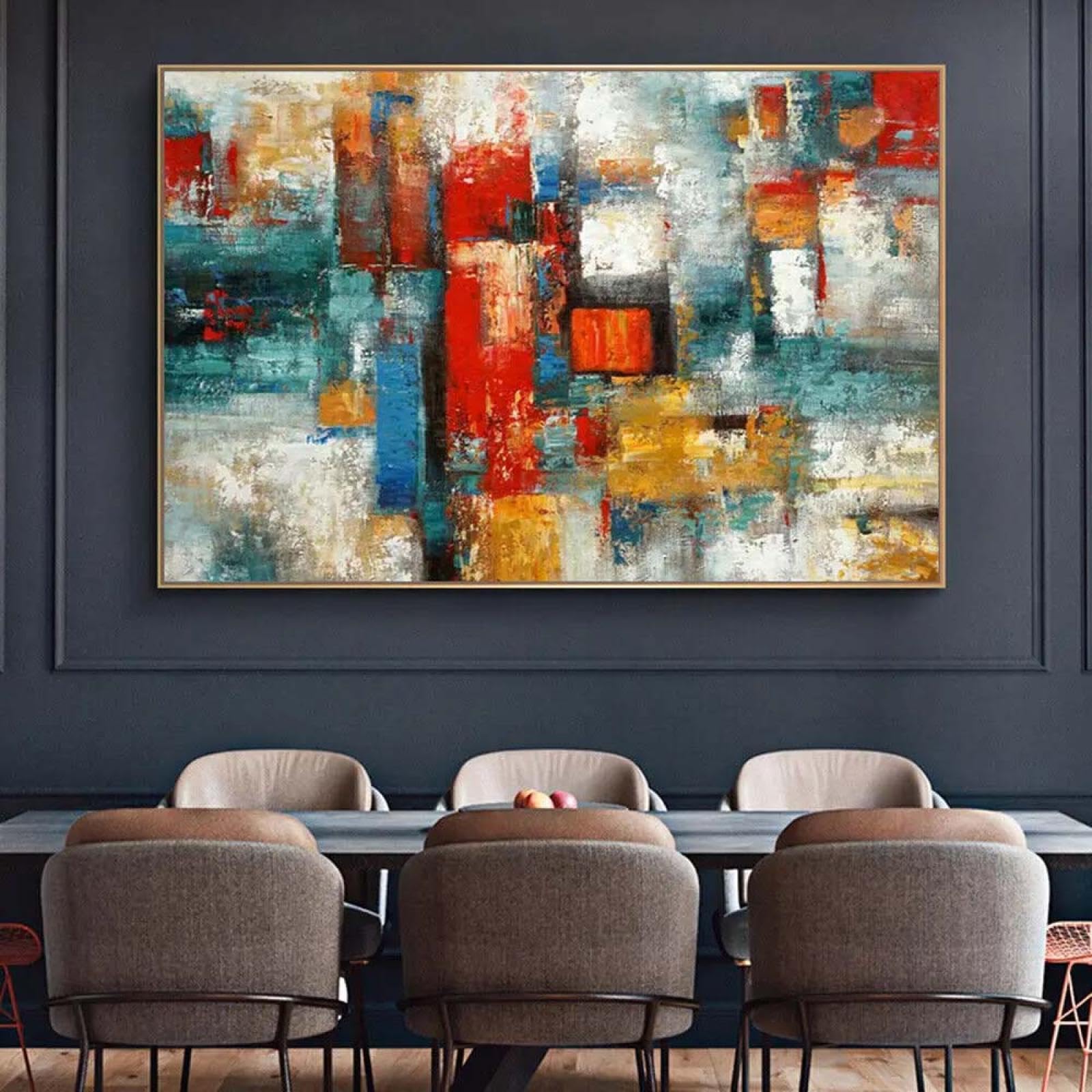 Bilder Abstrakt Bunt Style Leinwandbild 200x100 cm Modern Groß XXL Wohnzimmer Schlafzimmer Wandbild Kunstdruck Wandbilder Canvas Desing Wanddeko Wand Bild auf Leinwand Ungerahmt
