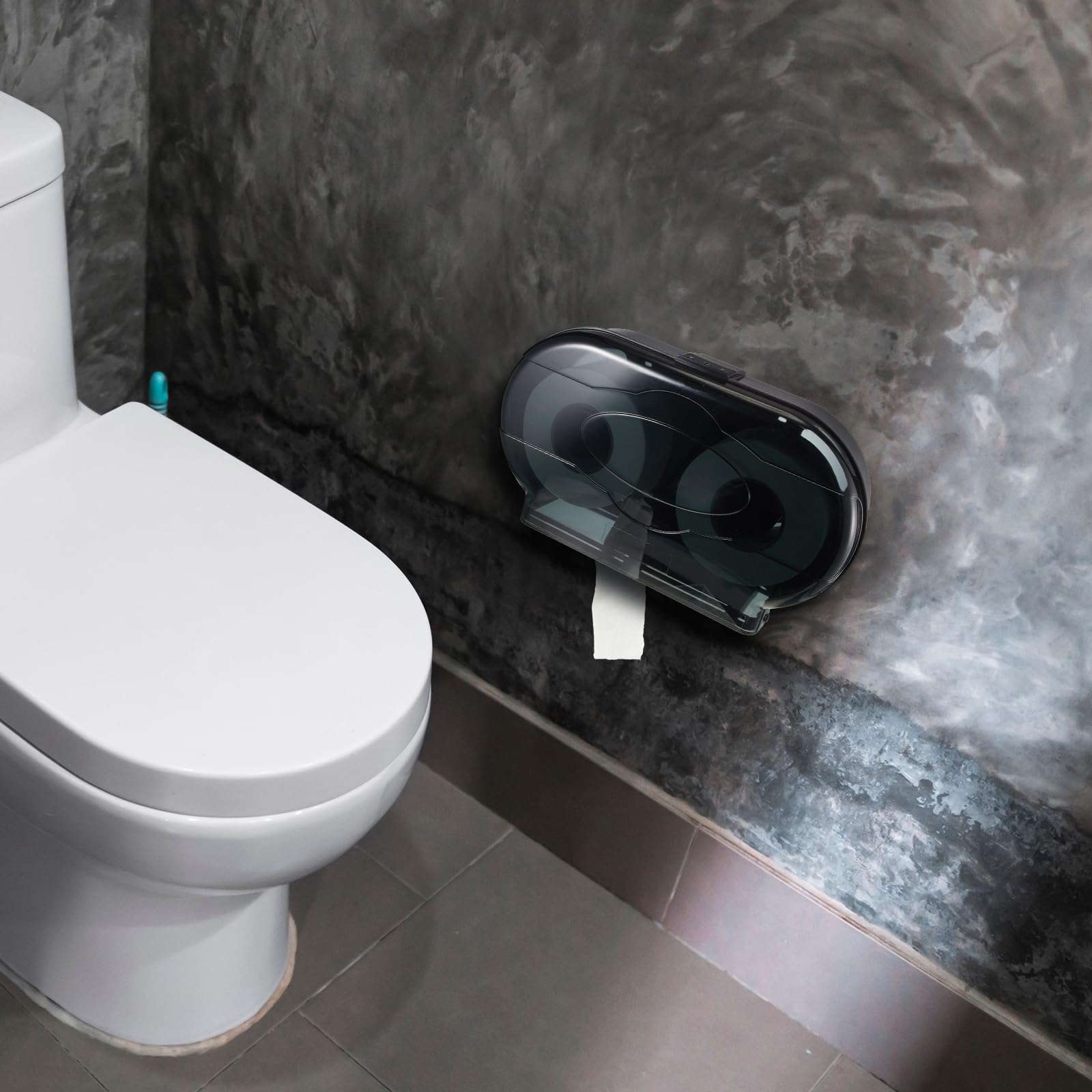 Hushee 2 dispensadores de Papel higiénico Doble Jumbo de Alta Capacidad de 21 x 11 x 5 Pulgadas, Soporte de Pared, Color Negro translúcido