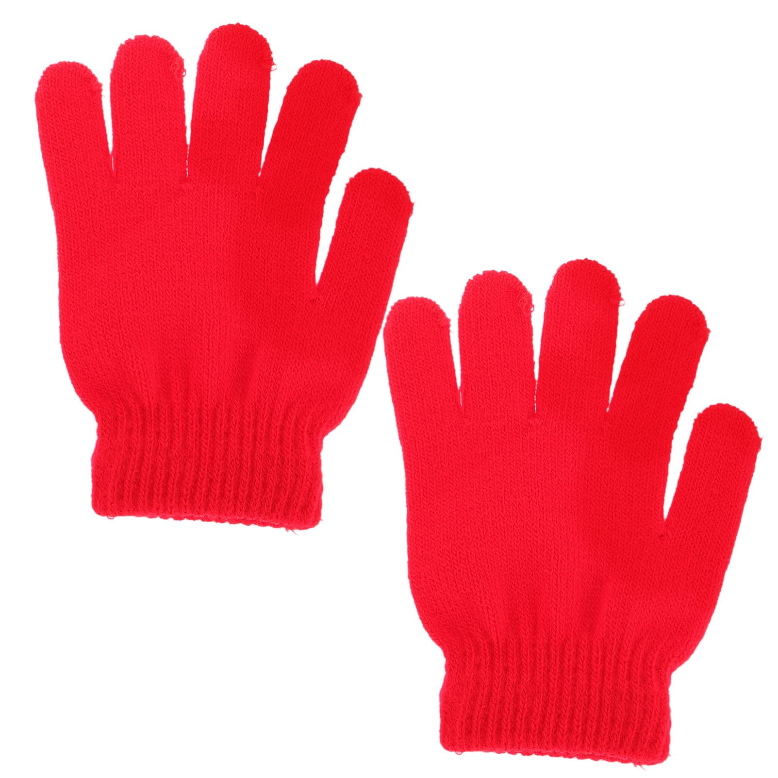 Guantes de Invierno Cálidos, Ligeros y Lavables de Punto Rojo Diseño Sencillo para Niños de 4 a 12 Años para Jugar al Aire Libre Autobús Escolar