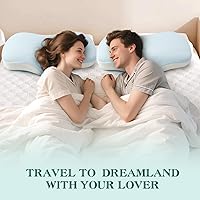 Vista 6 de Almohada cervical para soporte de cuello y hombros, almohadas ergonómicas de contorno de espuma viscoelástica con doble altura ajustable y funda