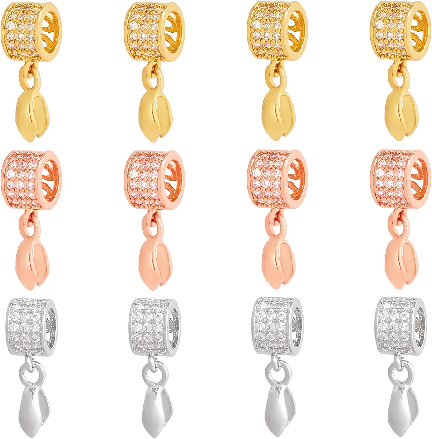 8 Fermoirs Rabattables Laiton Micro Pave CZ Ovale – Doré & Platine, Pour Bijoux & Bracelets