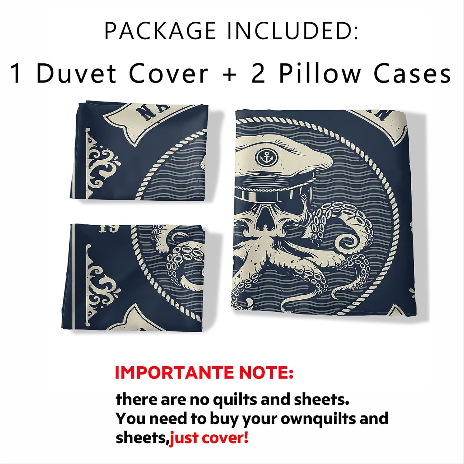 AILONEN Anchor Duvet Cover Queen Size,Nautical Theme Bedding Set for Boys Girls Kids,Sea World Ocean Comforter Cover Bedroom Decor with 5 Pillow Shams,Zipper