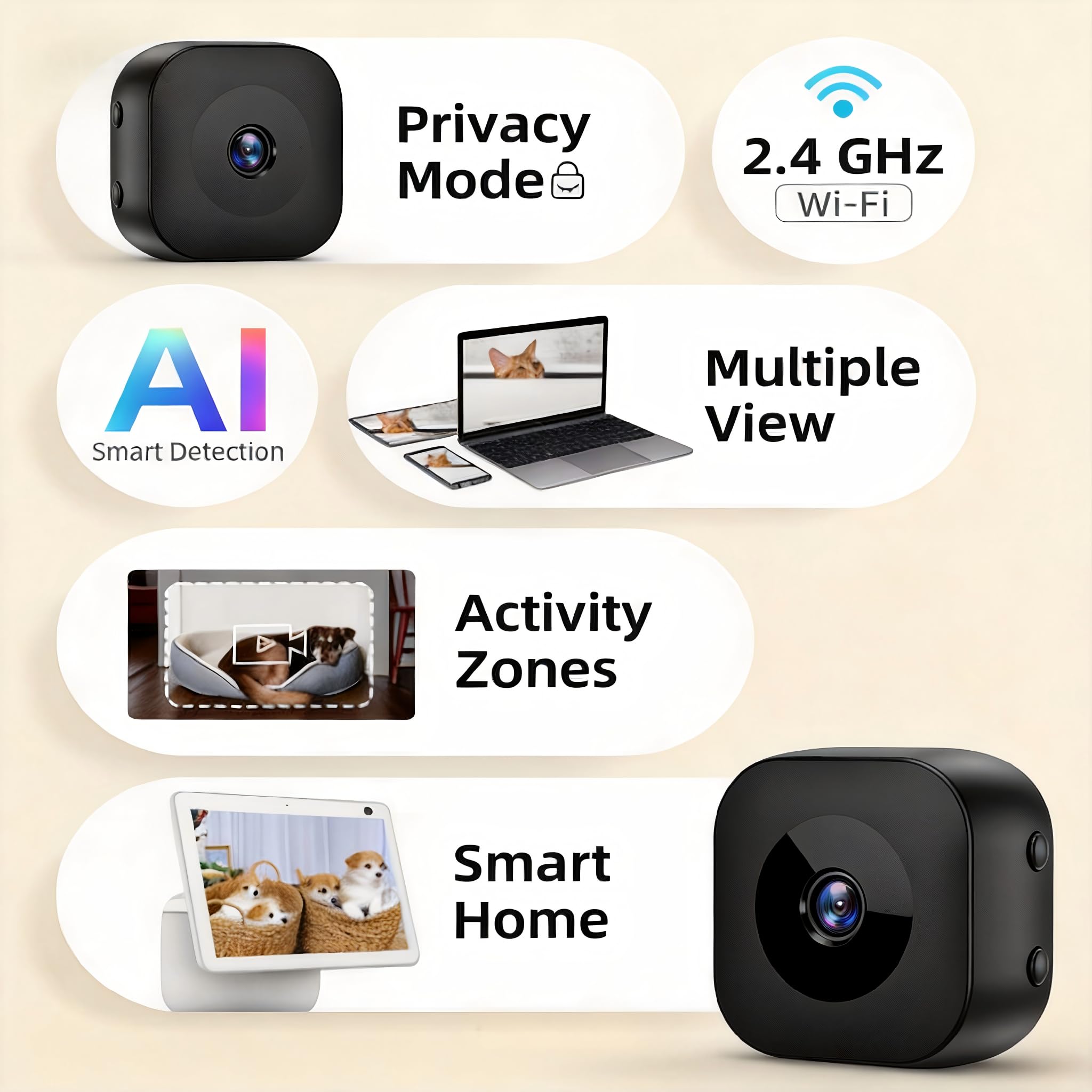 Hidden Camera,Spy Camera,4K Security WiFi Mini Camera SD Card Storage & App Control,Surveillance with Magnetic Mount,AI Motion Detection,Auto Night Vision,Compact Indoor Cameras for Home — view 9