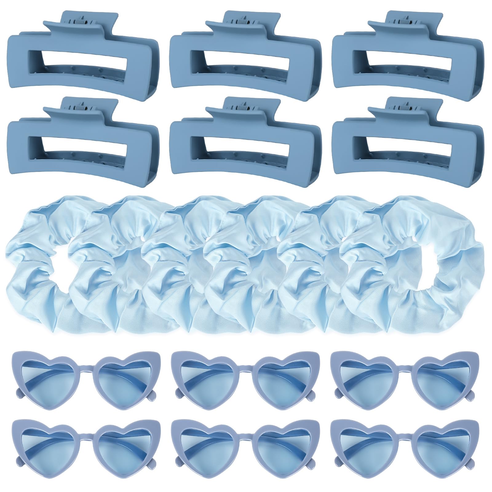 Whaline 18Pcs Dusty Blue Bridesmaid Proposal Gift Set Maid Matron of Honor Gift Hair Claw Clips Scrunchies Sunglasses for Wedding Bridal Shower