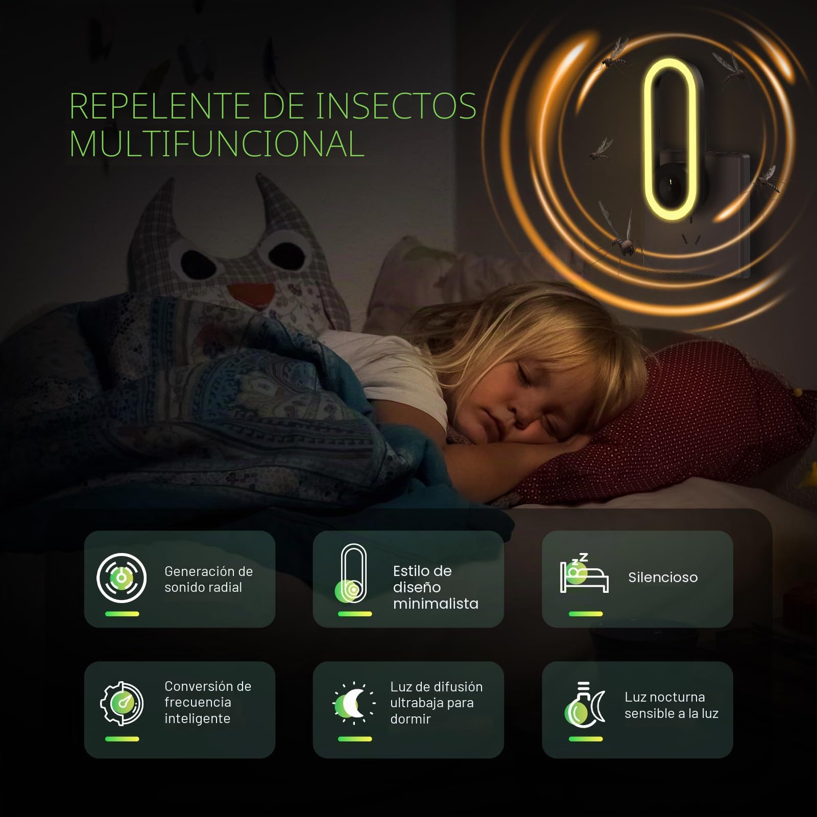 Repelente Ultrasónico de Plagas, Electrónico Repelente Mosquitos Insectos Control para Interiores, Antimosquitos Electrónico para Ratones, Arañas, Cucarachas, Moscas(4 Paquetes)