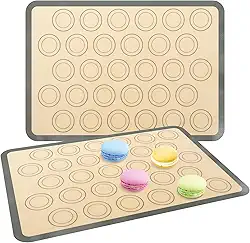 2 peças de tapete para assar macaron, tapete reutilizável de silicone macaron, assadeira de pão de tamanho grande, forros de macaron e biscoitos, forro antiaderente para macarrão, pastelaria