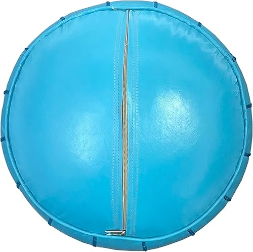 Miniatura 4 de Puf otomano de lujo hecho a mano de cuero marroquí, asiento y reposapiés bohemio chic para decoración de sala de estar, reposapiés, otomano redondo