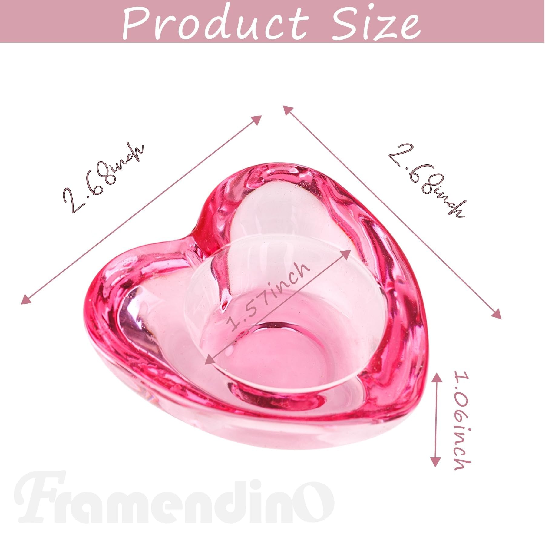 Framendino, 2 Pack Heart Shape Dampen Dish Crystal Monomer Cup for Nail Art Acrylic Liquid Powder