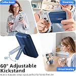Azmuth Banque d'énergie sans fil magnétique 10000mAh, Compatible avec MagSafe 15W Chargeur rapide portable pour iPhone COMMISSION ÉCONOMIQUE POUR L'EUROPE Series Stand intégré LED Affichage 20W PD USB-C bleu