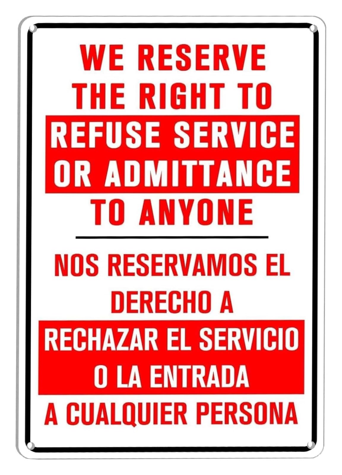NWPNLXEA We Reserve The Right To Refuse Service Tin Sign Vintage Aluminum Art Retro Wall Decor for Bar Cafe Restaurant Man Cave Home Bar 8 X 12 inch