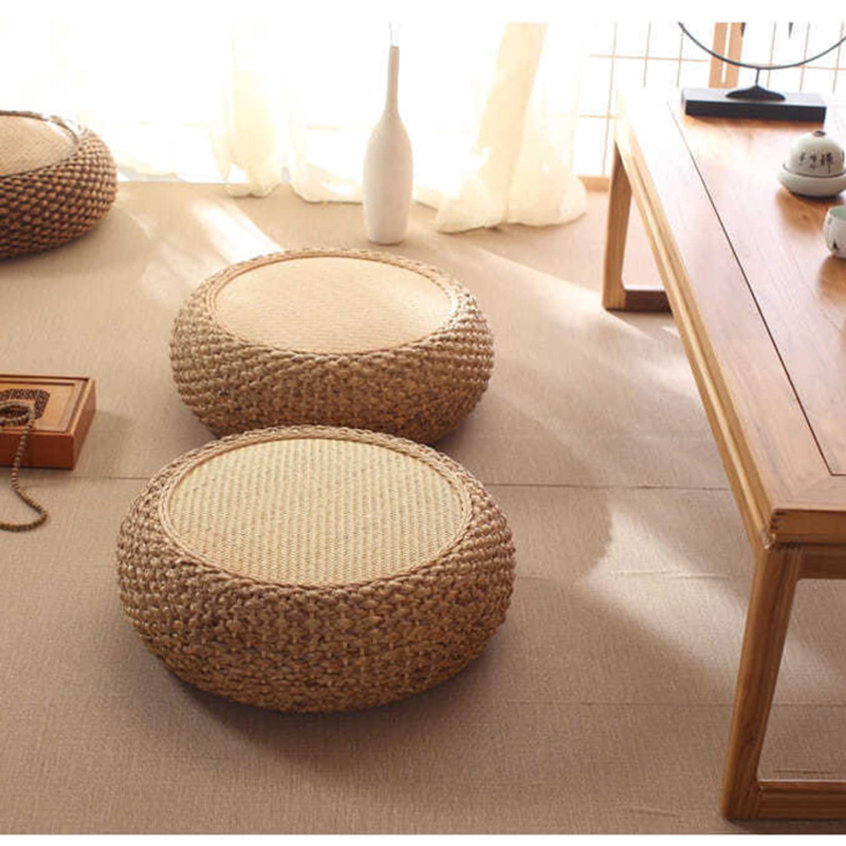 Amazon.co.jp: 座布団 フロアクッション クッション 編んだザブトン Amazon.co.jp: 座布団 フロアクッション クッション 編んだザブトン