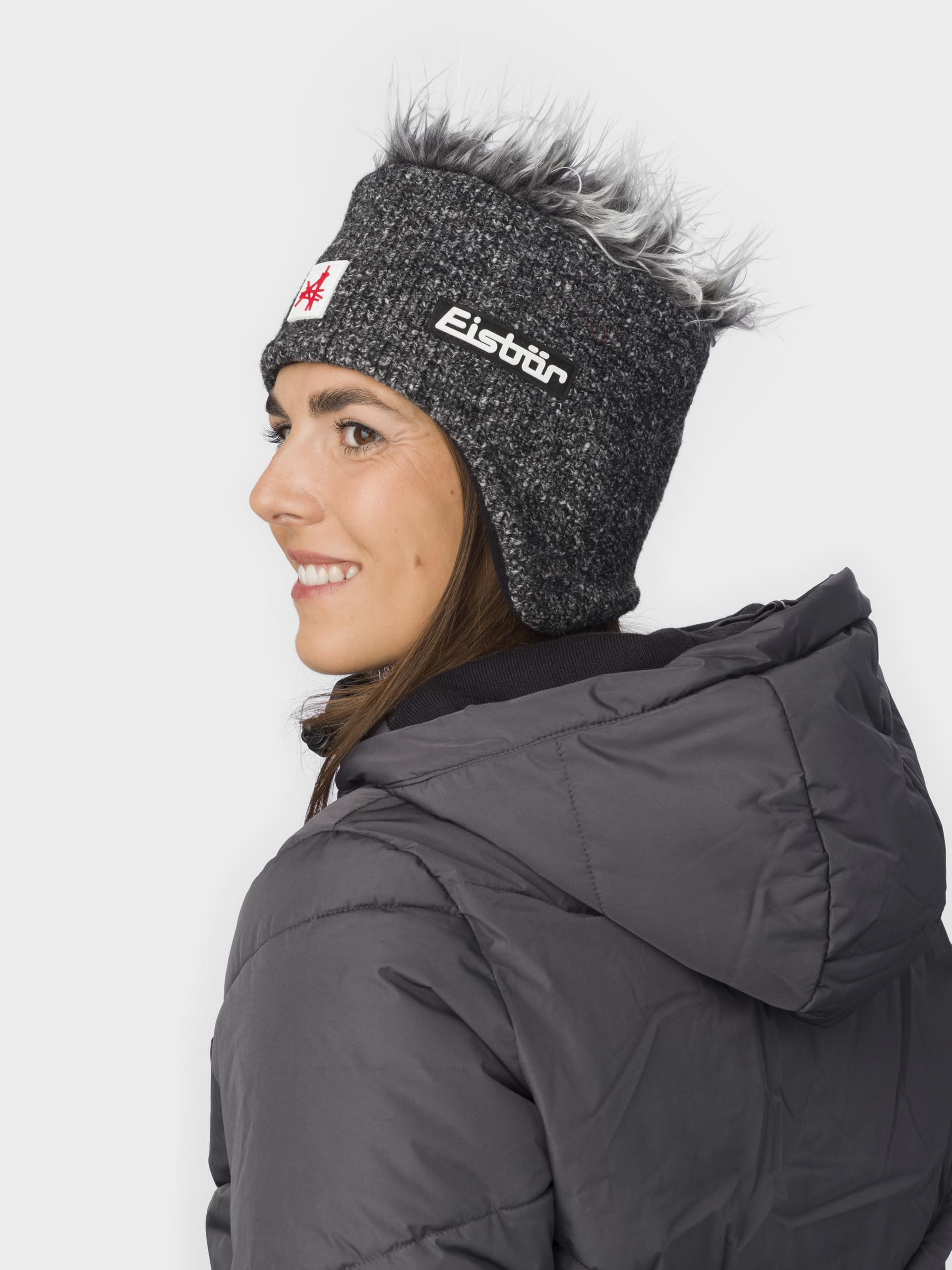 Eisbär Cocker Skipool Donna/Uomo - Made in Austria Beanie Capelli arruffati Cappelli da Snowboard Lavorato a Maglia con Fodera, Fodera Autunno/Inverno Inverno