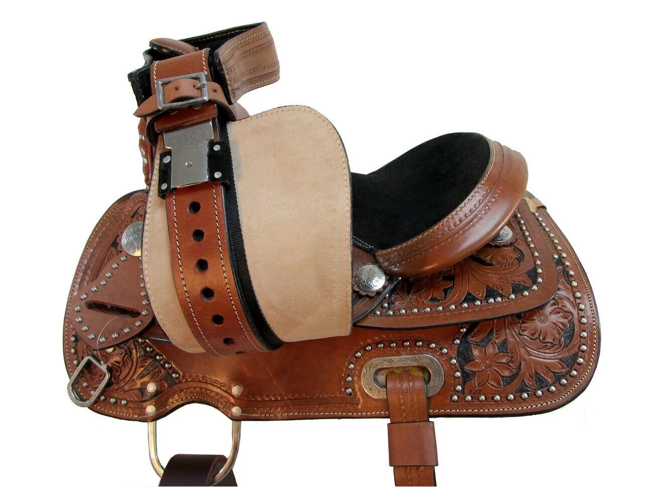 Cavallo per pony occidentale, in pelle, per bambini, motivo floreale, ME-WLS-231