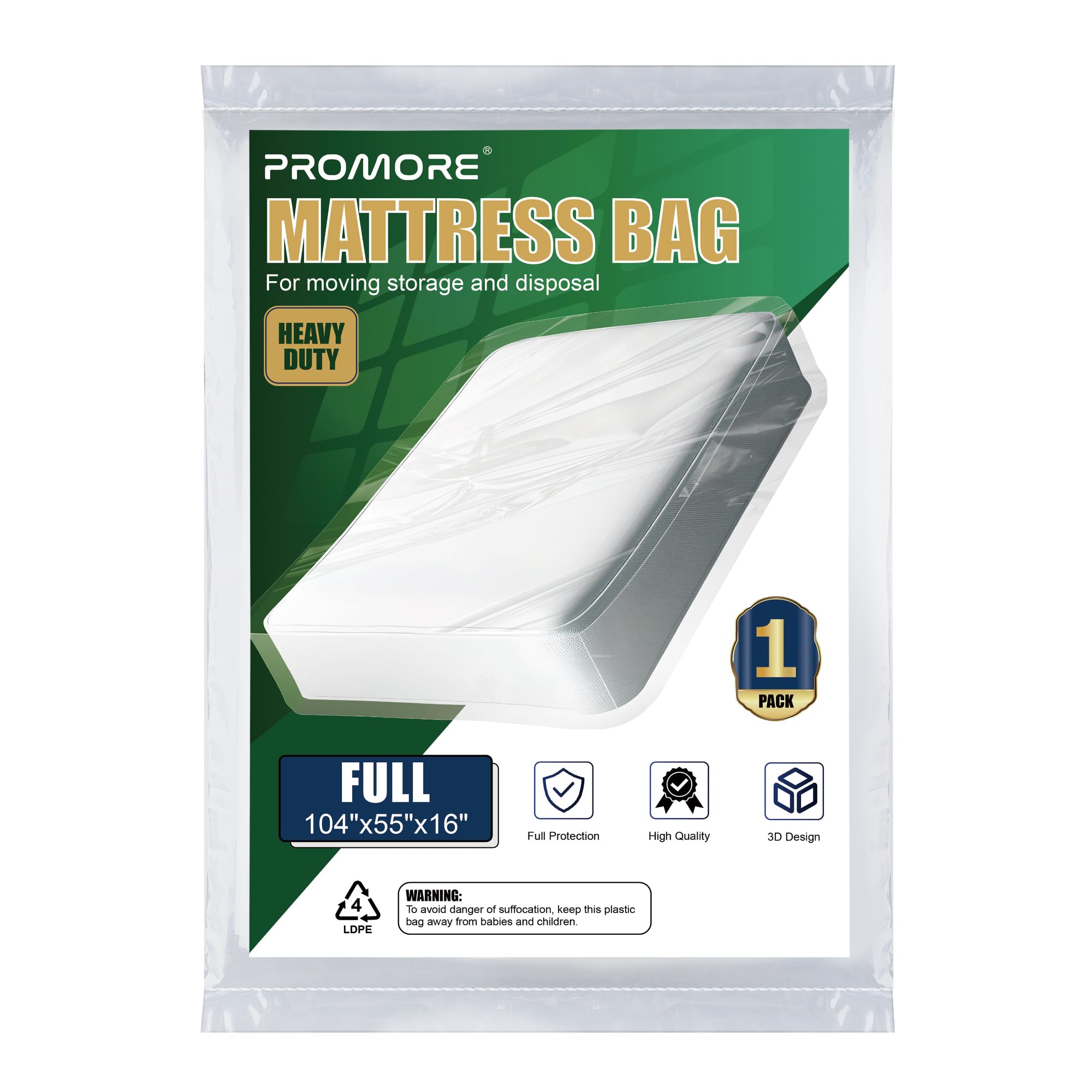 PROMORE Double Size Mattress Cover for Moving Storage, Mattress Bags for Moving and Transport Mattress Protector Storage Bag