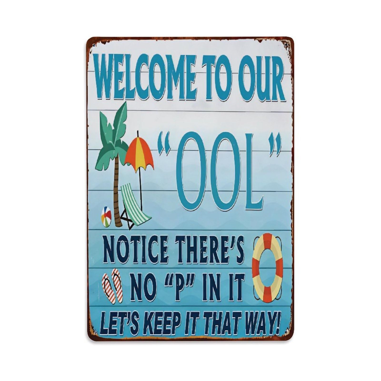 Ldfuieksufg Style Funny Pool Welcome Vintage Tin Sign Vintage Aluminium Metal Sign, Retro Wall Decor For Home, Bar, Garage & Farmhouse 30X20cm