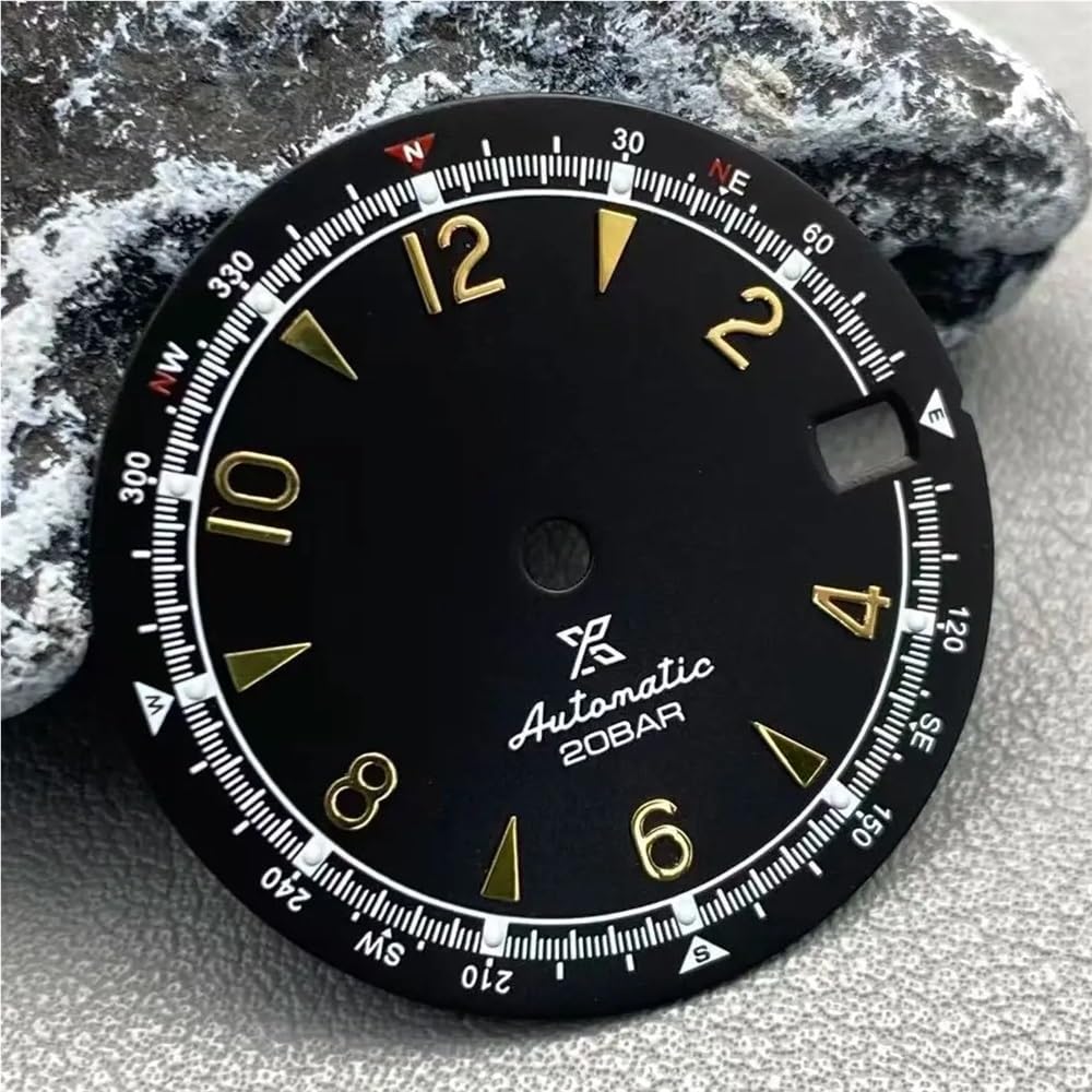 Quadrante retrò orologio verde opaco da 28,5 mm con lancette verdi luminose