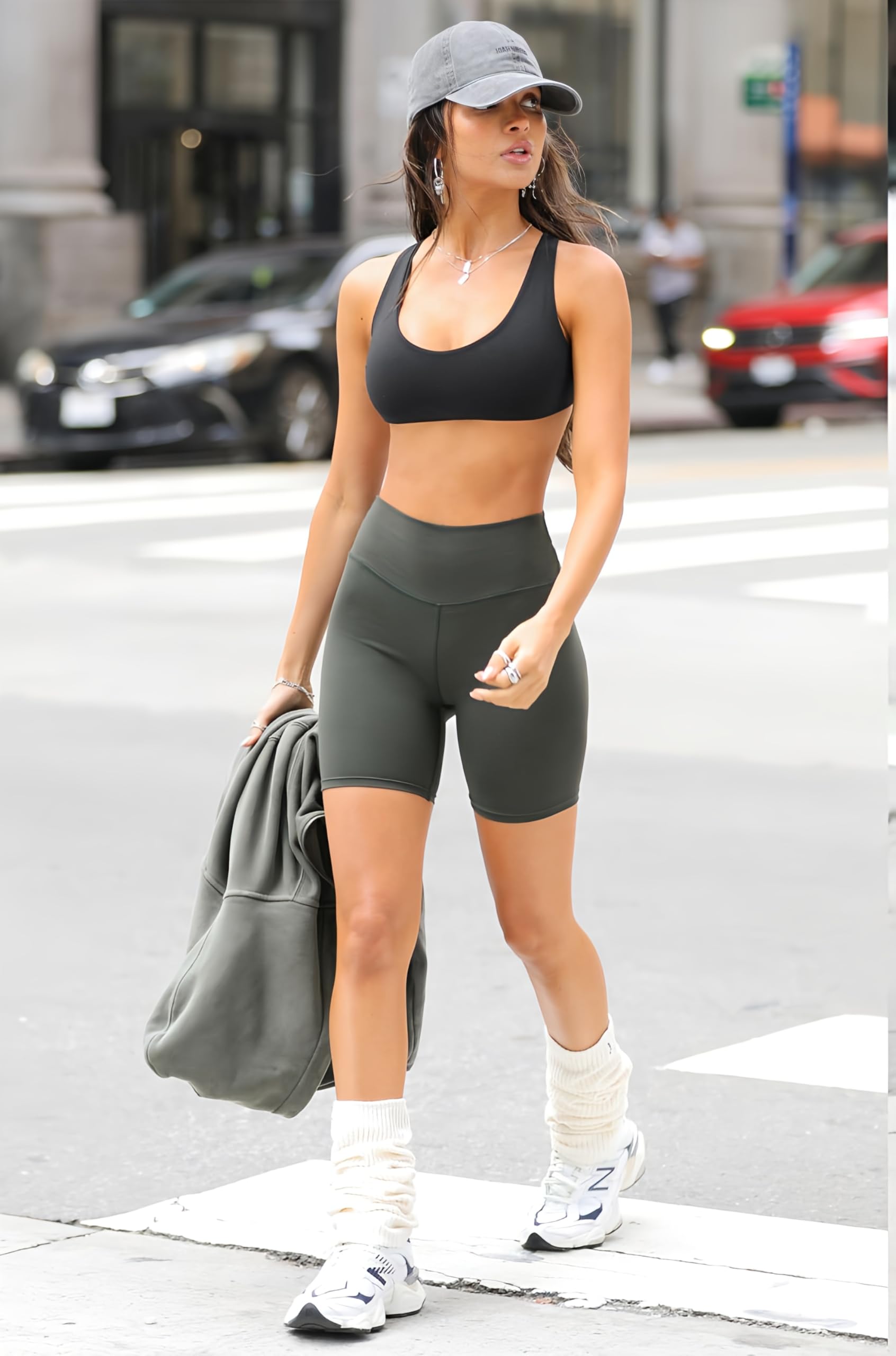 FULLSOFT 4 Pack Biker Shorts for Women with Pockets – 5" High Waisted Tummy Control Workout Yoga Running Gym Tennis Shorts: 4 Pack Black/Grey/Light Green/White XX-Large-3X-Large