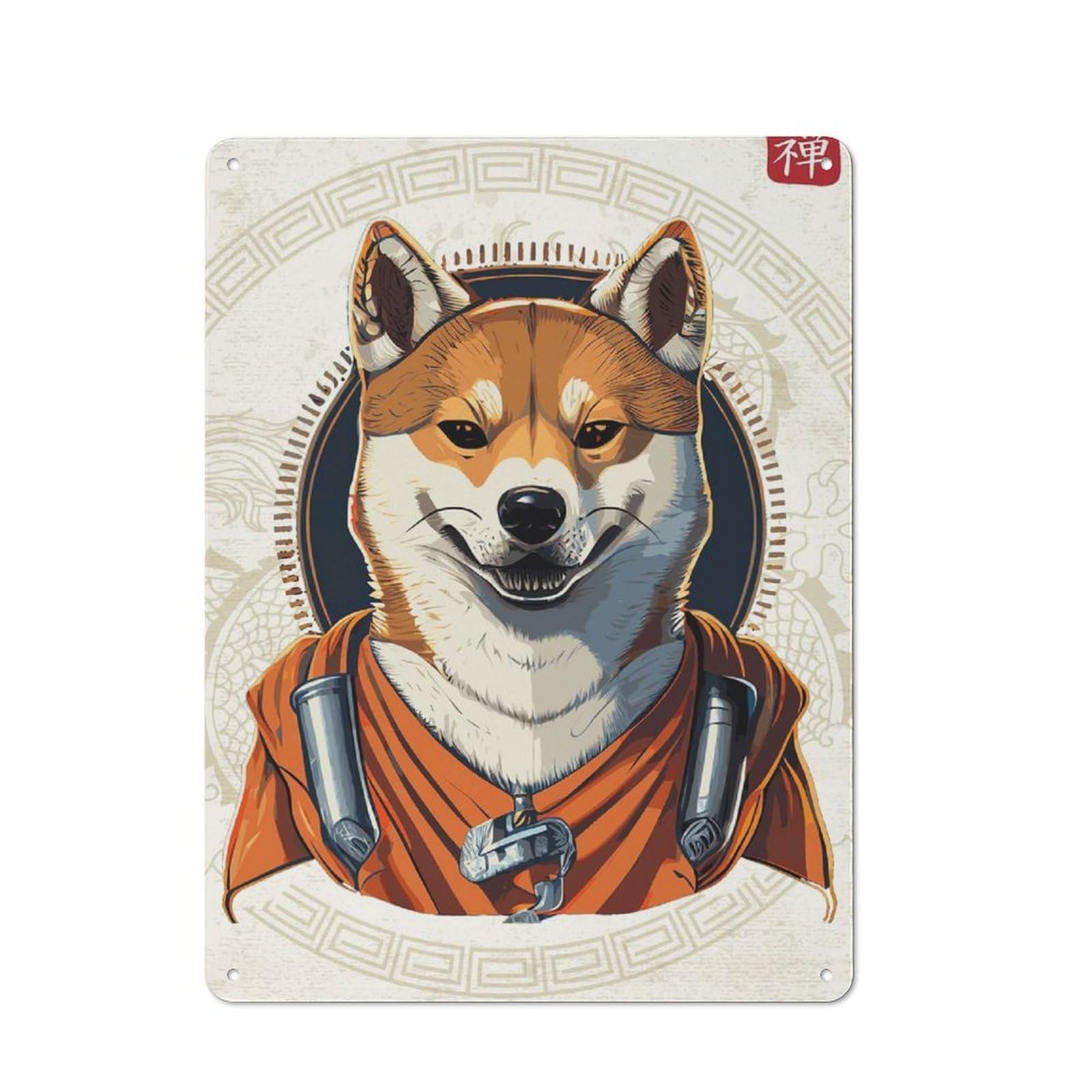 Junmoney Style-24-1 Tin Wall Plaque 40X30cm With Japanese Shiba Inu Design For Pub Or Café, For Hospitality Wall Decor Collectors