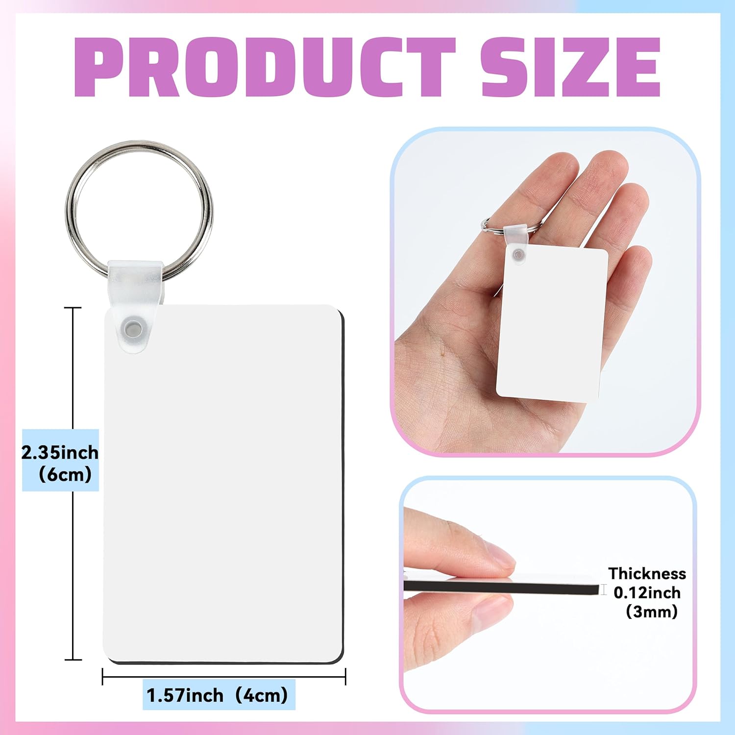 Joyclub 240 pcs Sublimation Keychain Blanks Double Sides Keychains Bulk 80 MDF Keychain Blank with 160 Rings and Clips - Image 3