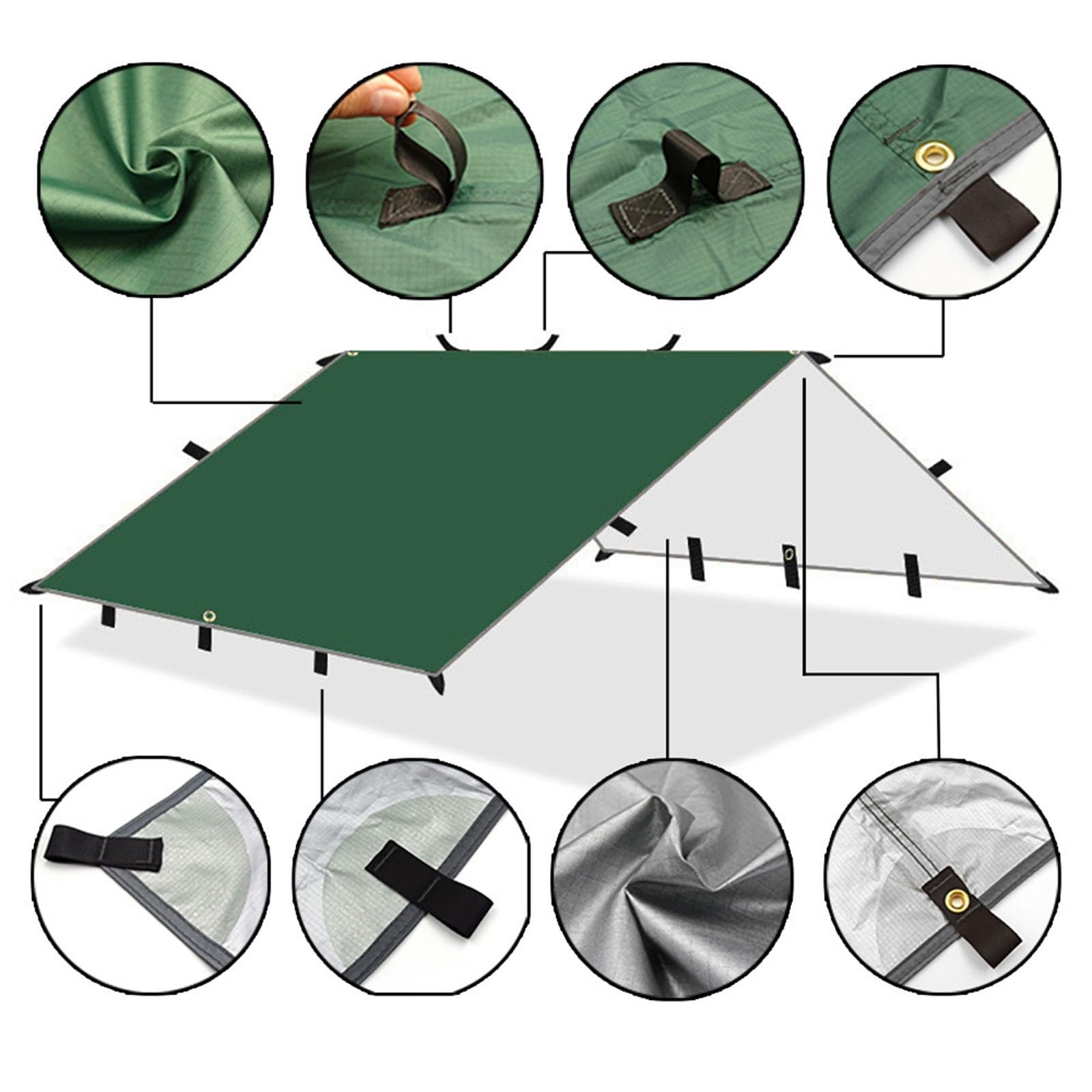 Planen-Markisendach,Campingmatte,Tragbare Regenplane Für Outdoor-Camping,Planenschutz Für Wanderwege (3 M X 3 M/4 M/5 M),Bauen Sie Zelte In Verschiedenen Formen Black,4 * 4m