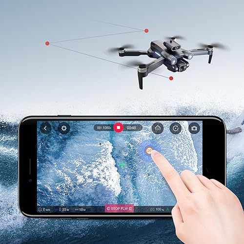 Miniatura 8 de Juguete portátil para dron, control de teléfono con aplicación, cuadricóptero plegable de 2.4 GHz, cámara dual HD anti interferencias para