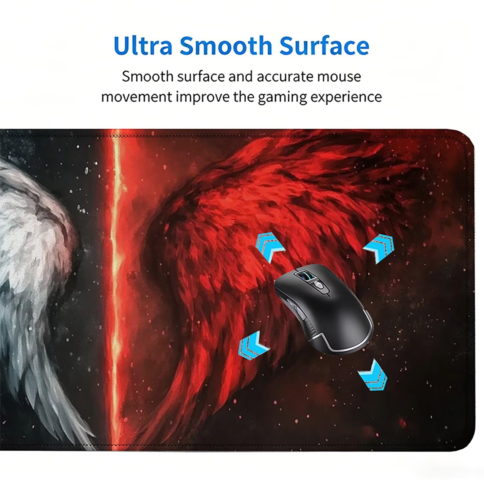 Tappetino Mouse Gaming, 1200x600mm Tappetino Mouse XXL nero 0c0-299 | Mouse Pad Grande, Ottimizzato per i Sensori da Gioco, Migliora Precisione e Velocità, per Mac e PC, ala