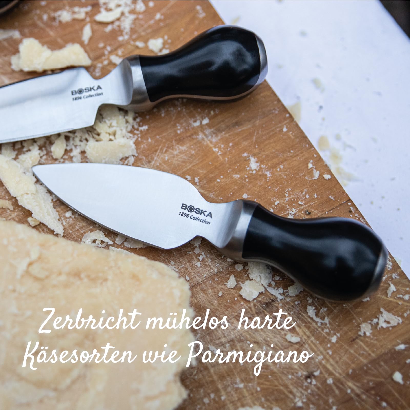 BOSKA Parmesanmesser PRO, 11 cm - Premium Qualität - Edelstahl - Für Hartkäse wie Parmesan - 1896 Kollektion