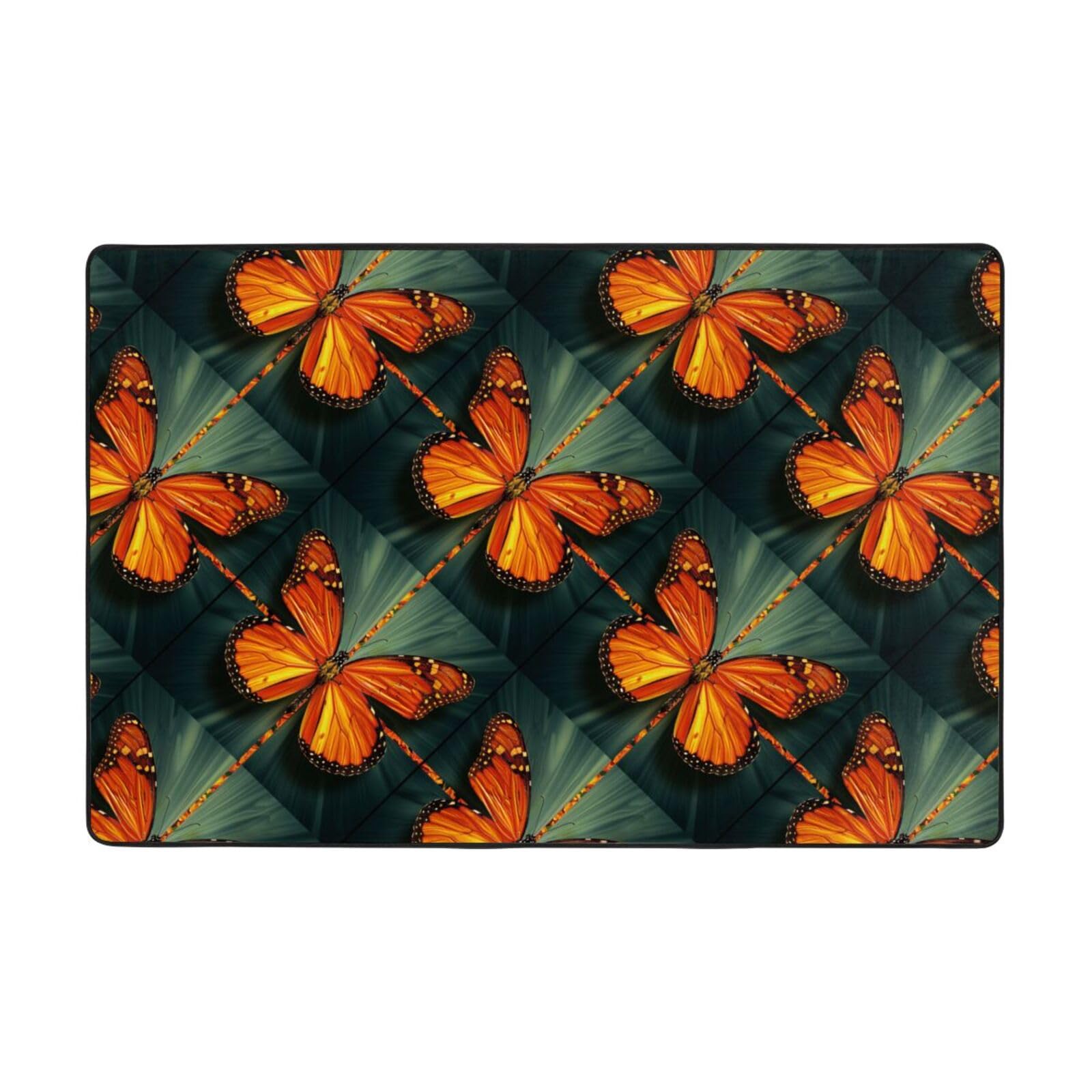 Tapis de sol antidérapant de Noël papillon orange pour une chambre d'enfant sûre