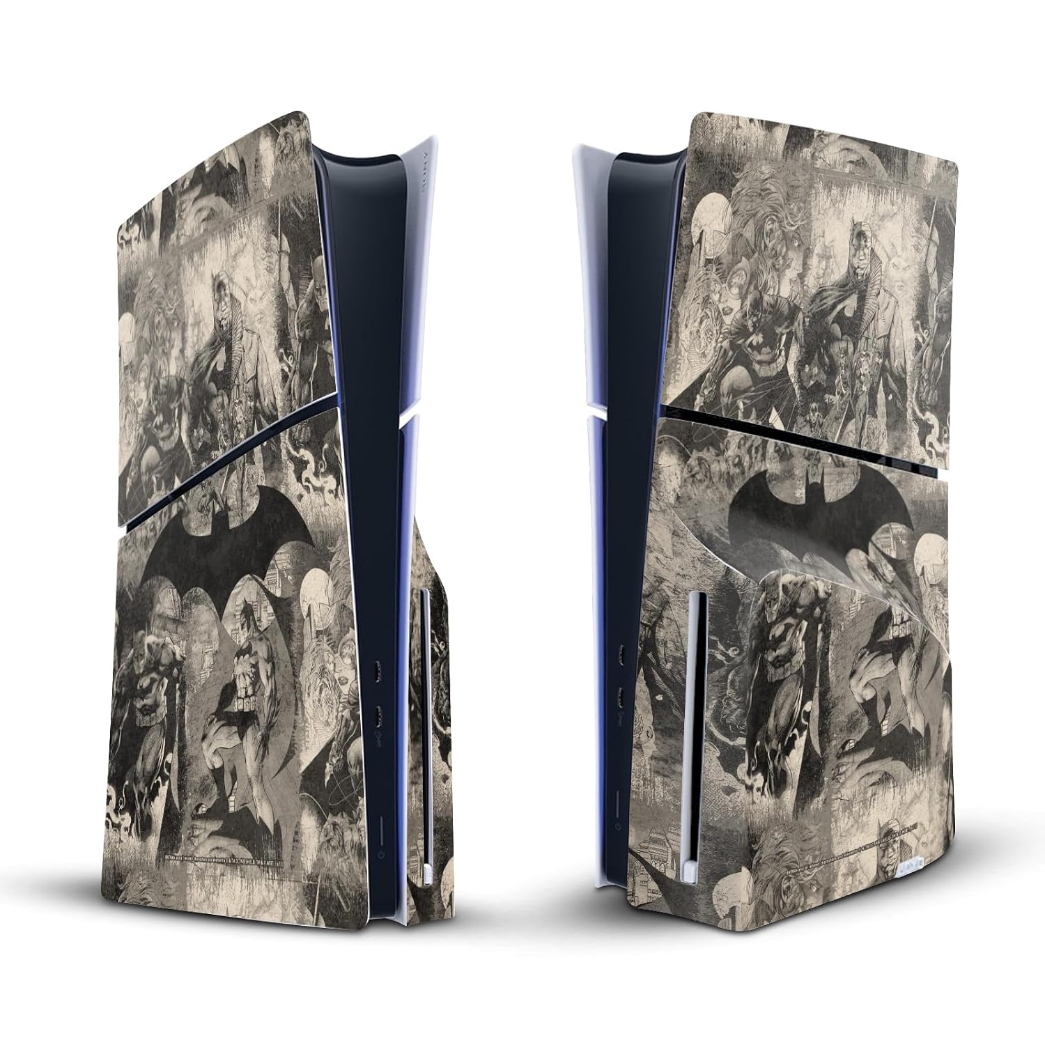 Head Case Designs Officially Licensed Batman DC Comics Collage Distressed Logos And Comic Book Vinyl Sticker Gaming Skin Decal Cover Compatible With Sony PlayStation 5 PS5 Slim Disc Edition Console