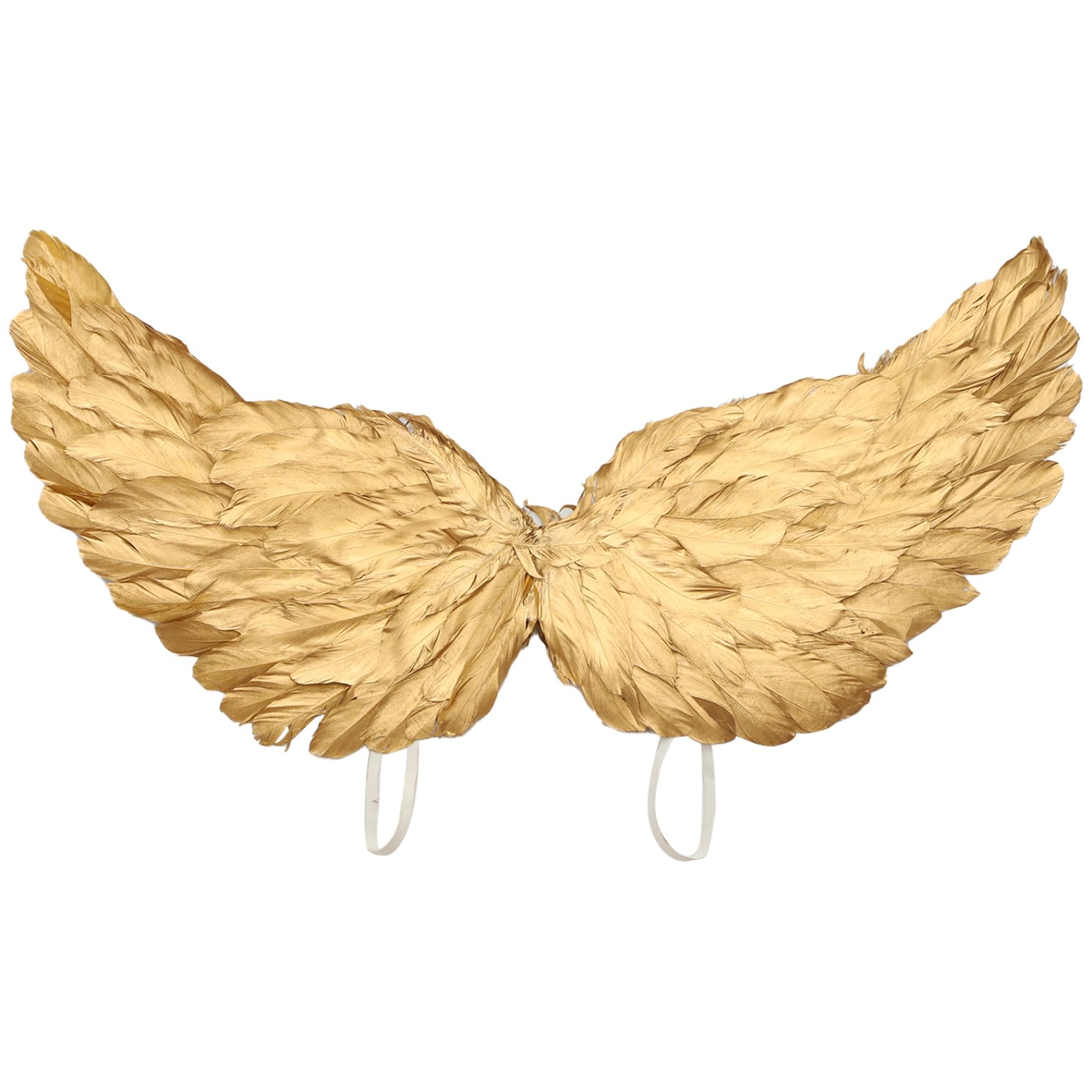 Rswnyirn Metallic Glitter Feather Wings Angel Costume Accessory for Halloween Christmas Fancy Dress Gold L