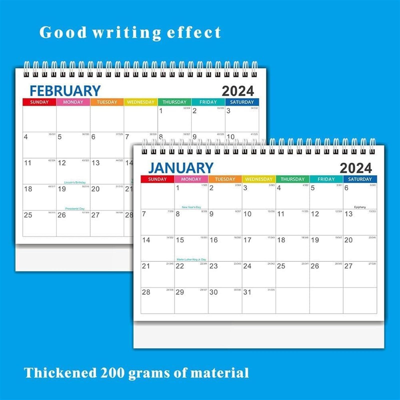 Calendario 2024 Calendario da Tavolo 2024 Calendario Annuale da 12 Mesi Calendario da Tavolo/da Parete per Notebook Calendario da Scrivania (Color : 2pcs)