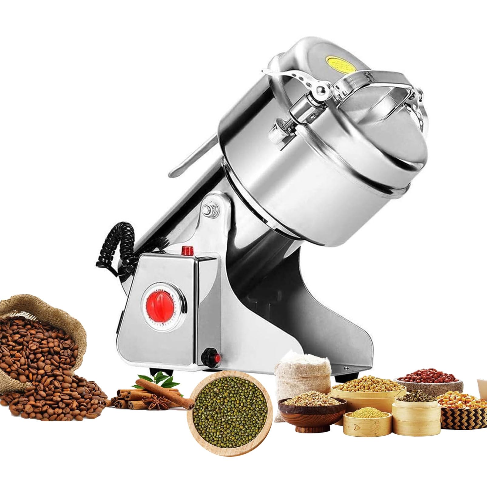 YXFAZPP Electric Grain Grinder Mill 304 Stainless Steel & Commercial Motor,High Speed Superfine Spice Mill, Timer Mill for Dry Spice Herbs/Nut/Coffee/Rice (size_name 2500g)