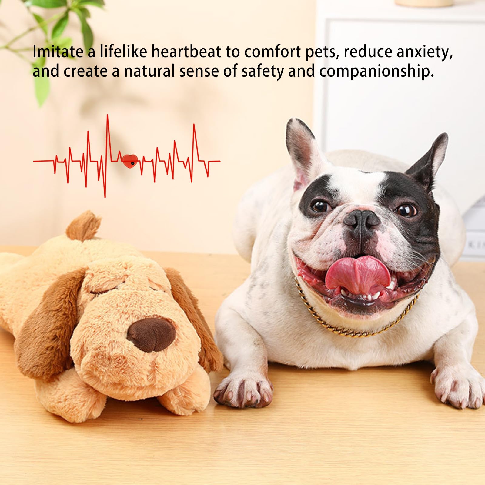 QKTYB Jouet pour Chiot avec Battement de cœur, Chiots séparant l'anxiété Jouet pour Chien en Peluche Douce Compagnon endormi Aide comportementale Chiot Chien Animal Domestique