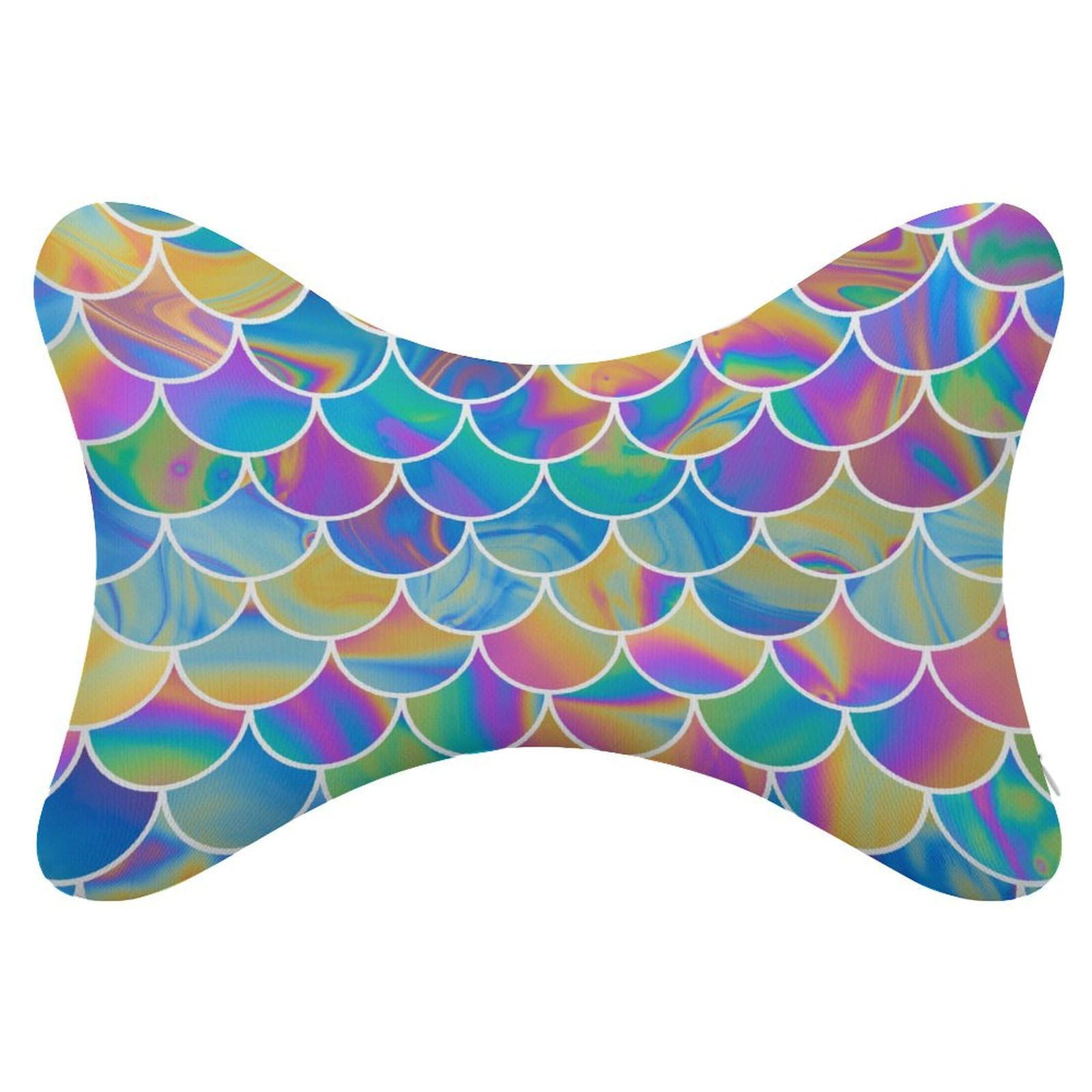 Colorful Scale Summer Car Neck Pillow Set of 2 Bone Shape Car Headrest Pillows Bulingling Non Slip Memory Foam Head Rest Support Cushion for Women Men Driving Seat Decorative