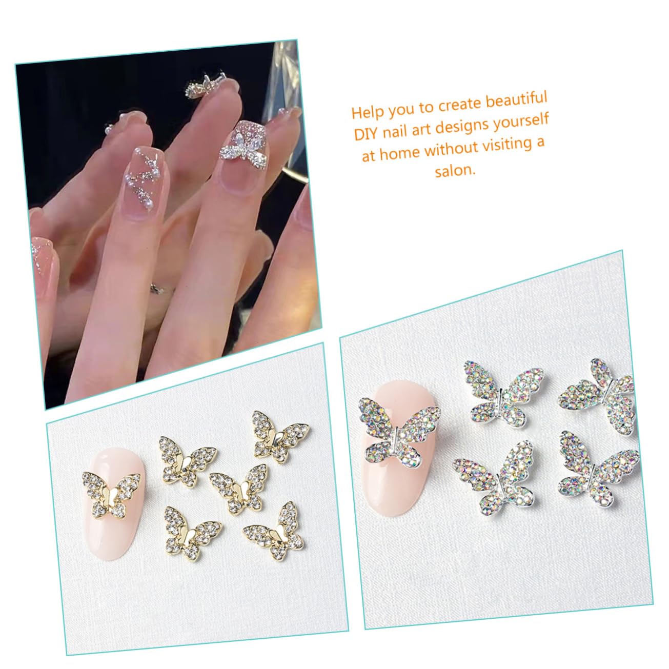 Healeved 110pezzi Ciondoli Per Nail Art Decorazioni Per Unghie Charms Farfalla Per Creazioni Unghie Fai Te Per Manicure Naturali e Sintetici