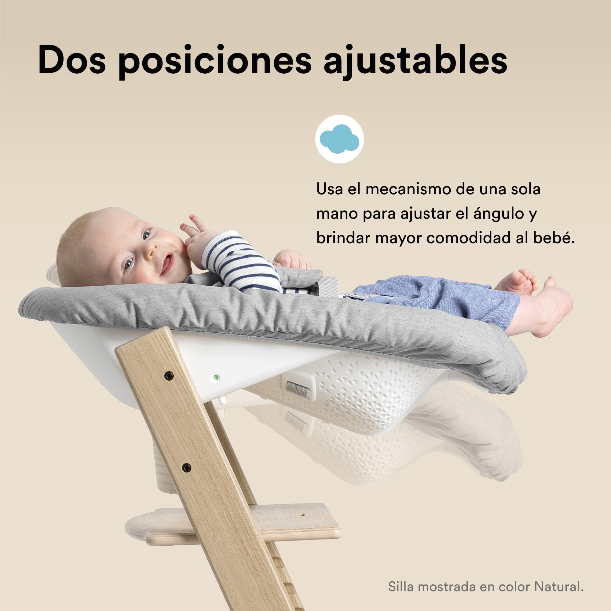 Silla Tripp Trapp de Stokke (Heather Mauve) con Newborn Set (Grey) - Para recién nacidos hasta 9 kilos - Acogedor, seguro y fácil de usar