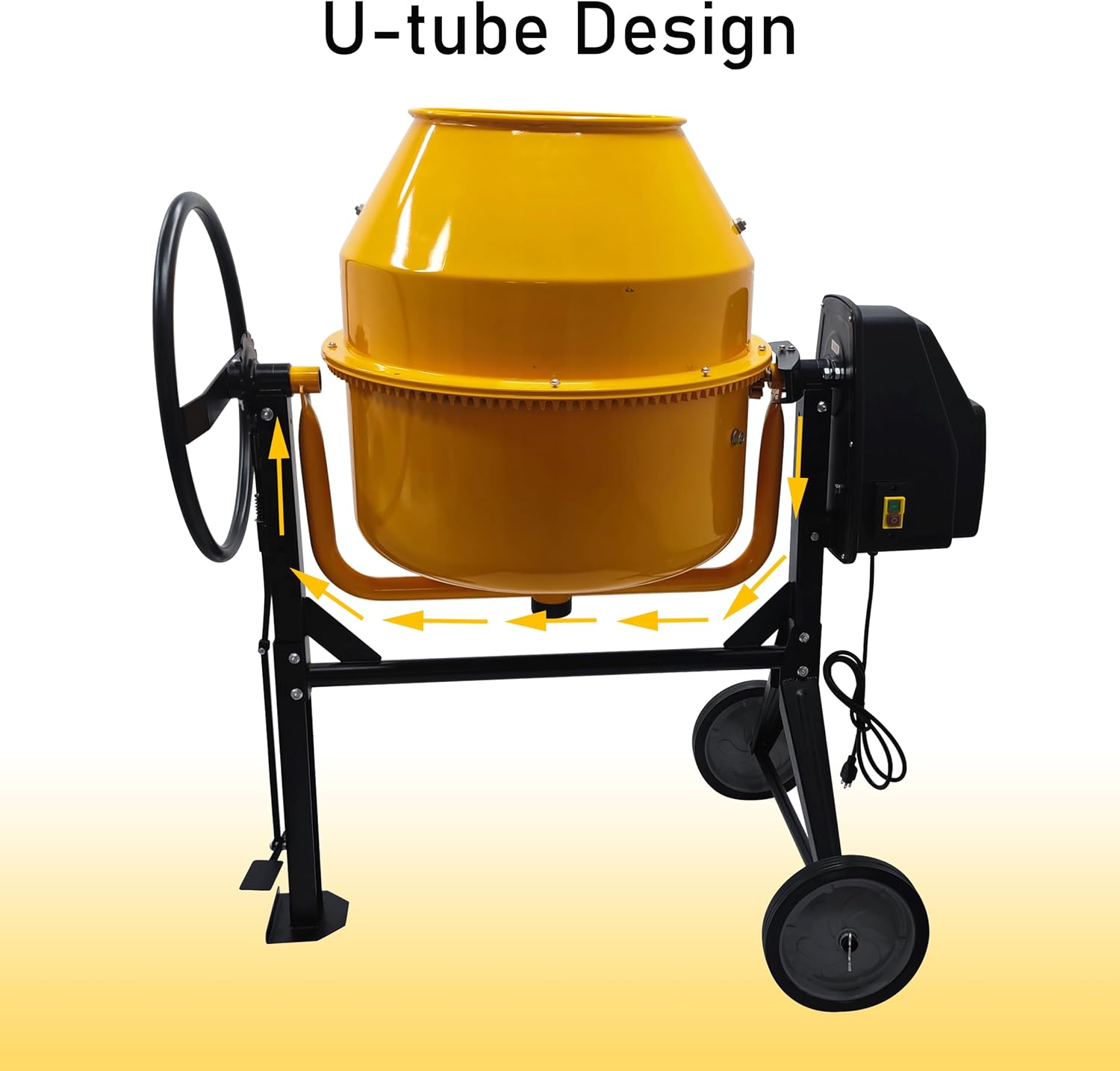 TECHTONGDA Cement Mixer Electric Concrete Drum Mortar Steel 5 Cubic Feet/140L for Cement Sand Rock Fodder Stucco