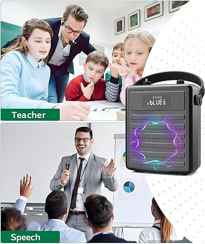 Miniatura 6 de SHIDU Amplificador de voz de 40 W con micrófono inalámbrico, sistema PA portátil con micrófono y altavoz inalámbricos, micrófono portátil Bluetooth