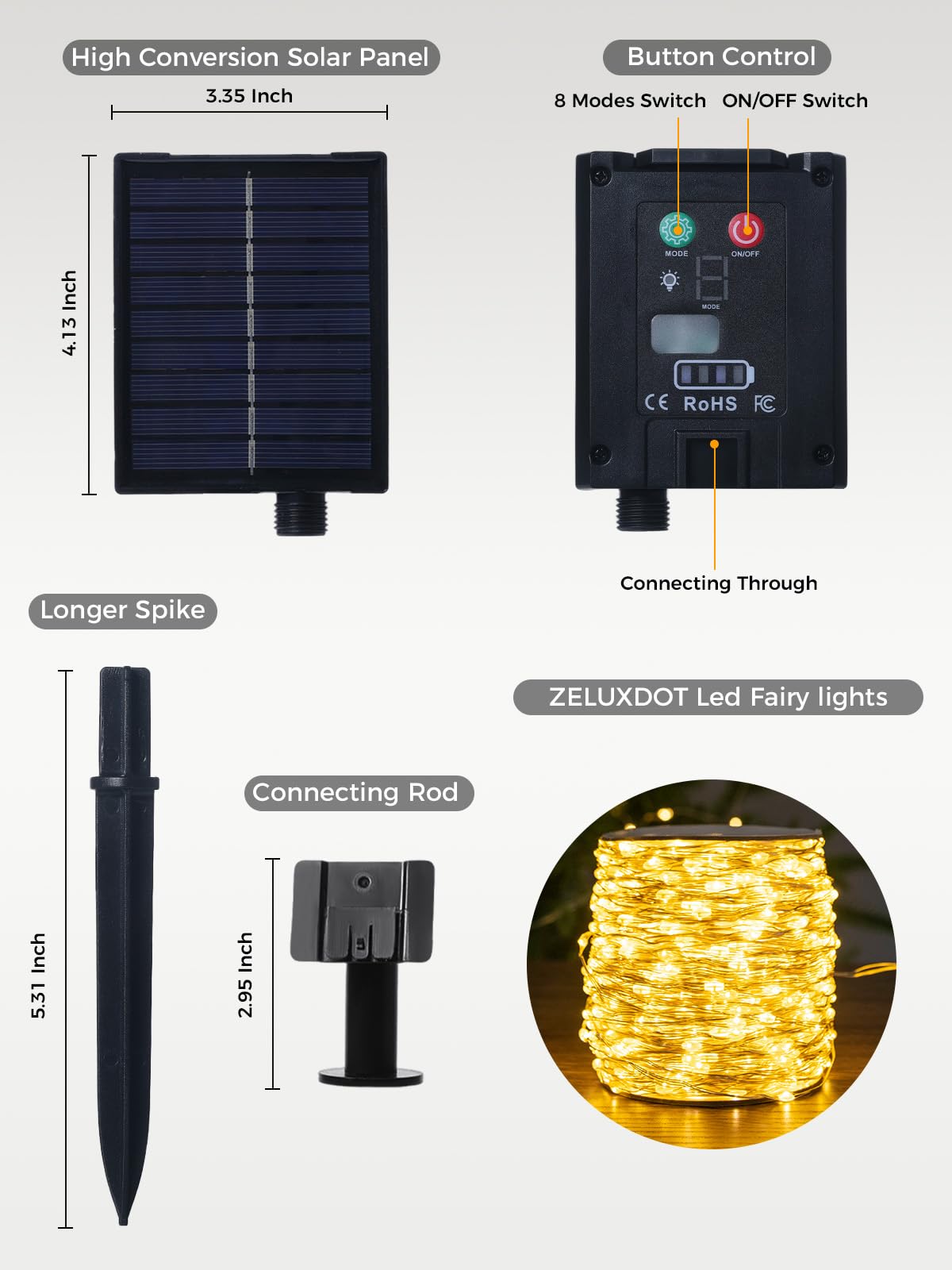 Solar Lichterkette Außen 2 Stück, je 30 m – 300 LEDs, solarbetrieben, IP44 wasserdicht, 8 Modi, für Garten, Terrasse, Hochzeit, Baum, Weihnachten, Balkon, Deko