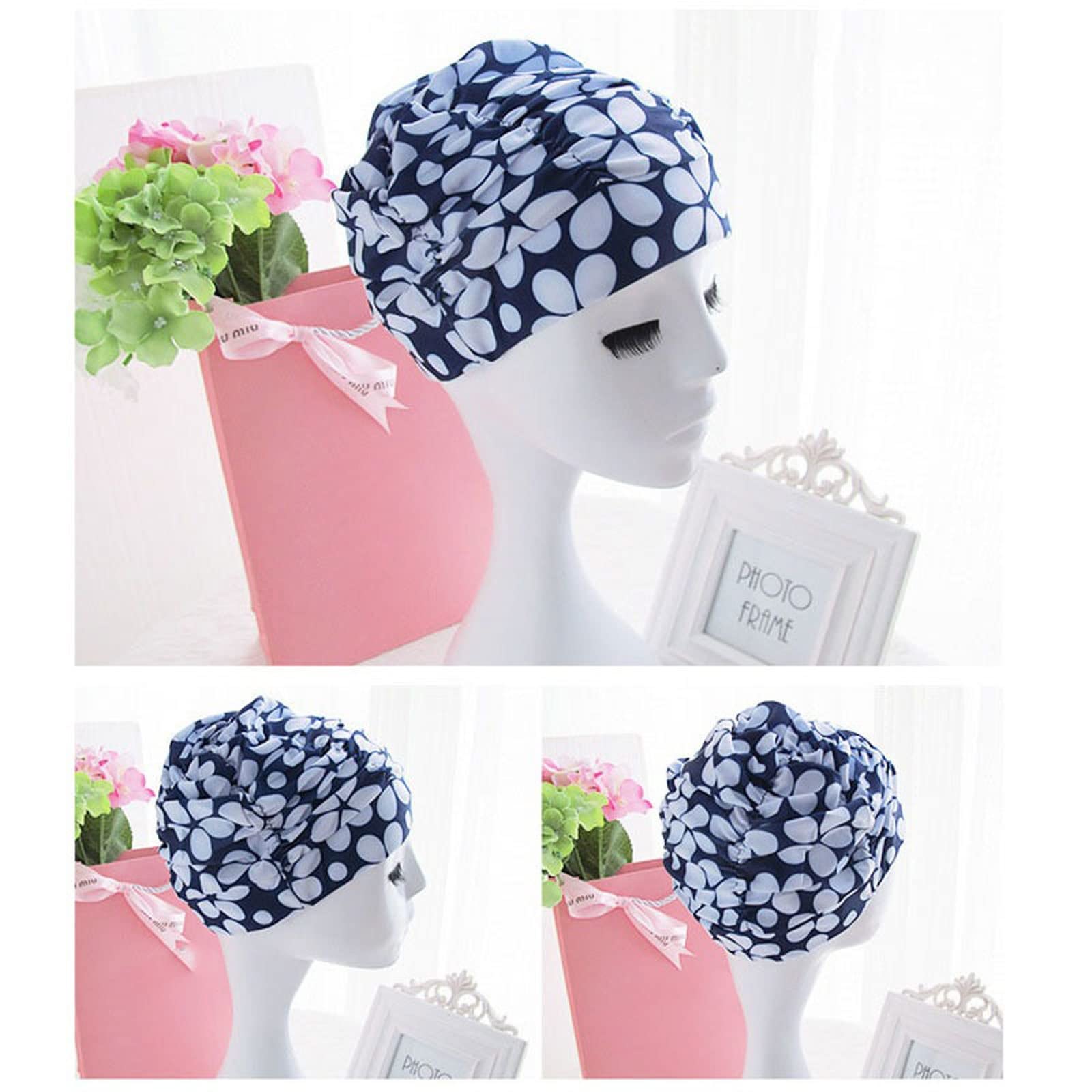 Badekappe für Damen, Uni, Mädchen, Langhaar, Badekappe, dehnbar, freie Größe, Schwimmbad, Sport, elastisches Nylon-Turban (1)