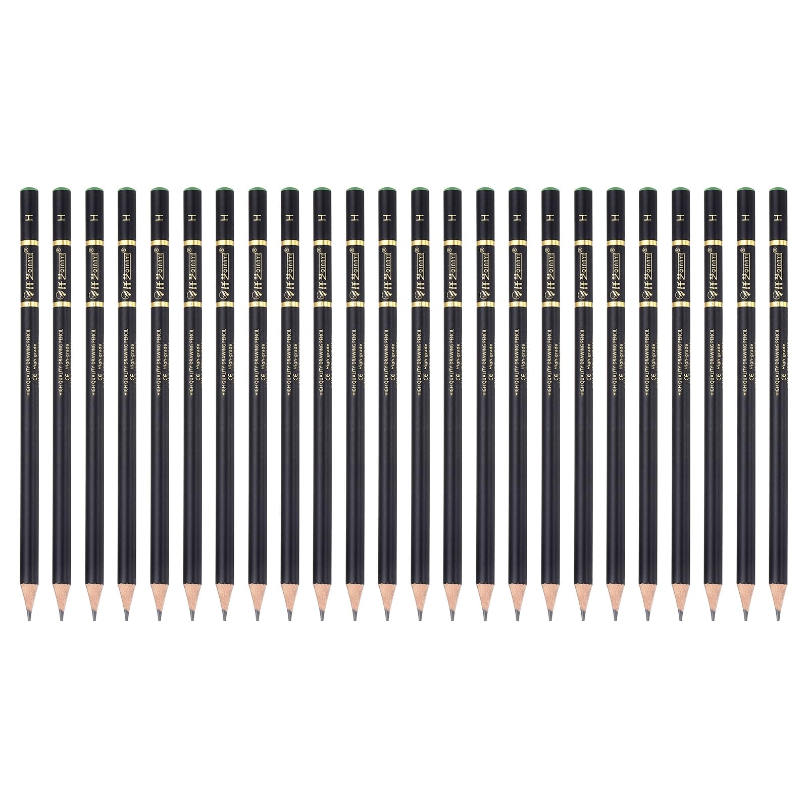 PATIKIL 24Pcs Graphite Pencils, Round H Refill Wood-case Sketching Pencils Pre-sharpened Sketch Art Supplies for Home Office Classroom Artist Painting Sketching Study, Black